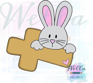 Bunny Holding Cross Cookie Cutter, Easter Cutter