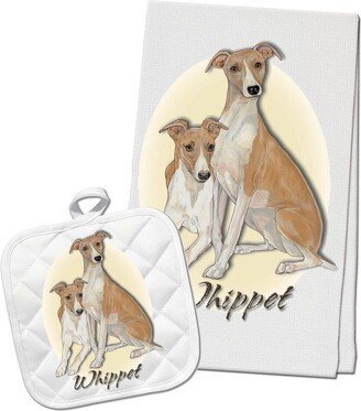 Whippet Kitchen Dish Towel & Pot Holder Gift Set