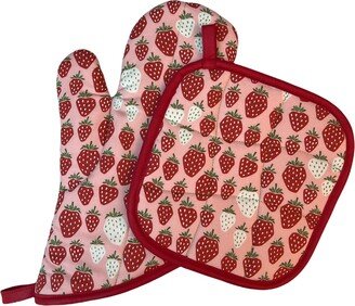 strawberries Oven Mitt & Pot Holder Set