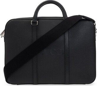 Logo Debossed Zipped Briefcase