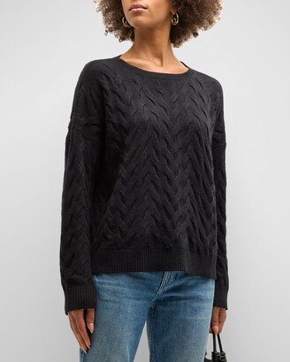 Scoop-Neck Cable-Knit Sweater