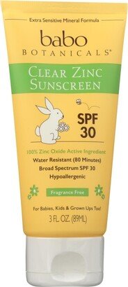 Sunscreen - Clear Zinc Unscented Spf 30 - 3 oz