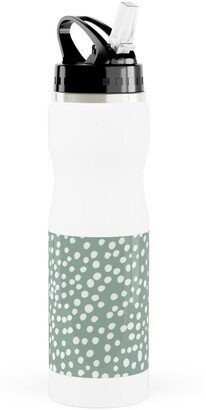 Photo Water Bottles: Cheetah - Sage Green Stainless Steel Water Bottle With Straw, 25Oz, With Straw, Green