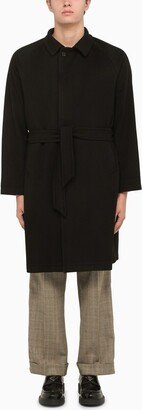 Black wool and cashmere coat