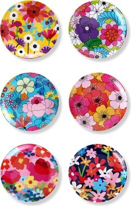 Garden Floral Melamine Assorted 6 Appetizer Plate, Service for 6