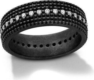 Men's 3/8 CT. T.w. Diamond Beaded Multi-Row Band in Oxidized Black Sterling Silver