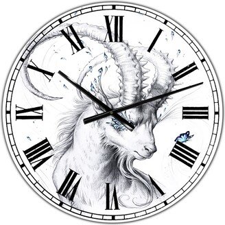 Designart Hand drawn Blue Capricorn Large Cottage Wall Clock - 36 x 28 x 1