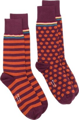 Graphic-Print Cotton Socks (Pack Of Two)