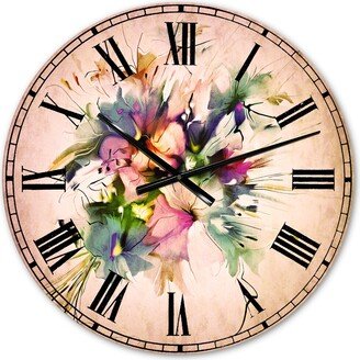 Designart 'Summer Colorful Flowers' Watercolor Large Wall CLock