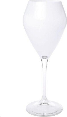 Set of 6 White V-Shaped Wine Glasses with Clear Stem