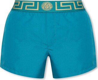 Greca-border Elasticated Waistband Swim Shorts-AC