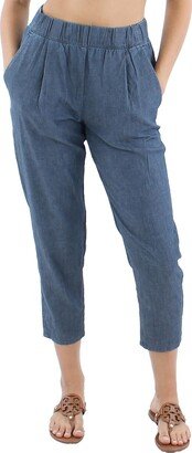 Petites Womens Woven Taper Ankle Pants