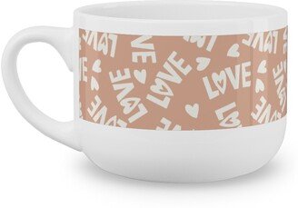 Mugs: Retro Love - Muted Pink Latte Mug, White, 25Oz, Pink