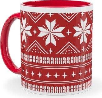 Mugs: Nordic Sweater - Red Ceramic Mug, Red, 11Oz, Red