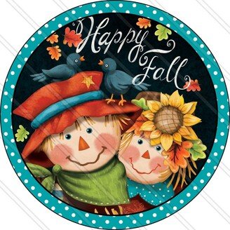 Happy Fall Sign - Scarecrow Autumn Wreath Metal