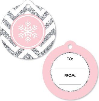 Big Dot of Happiness Pink Winter Wonderland - Holiday Snowflake to and from Favor Gift Tags (Set of 20)