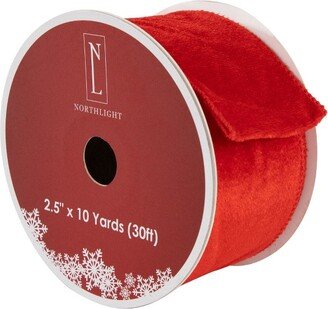 Northlight Solid Red Wired Craft Christmas Ribbon 2.5