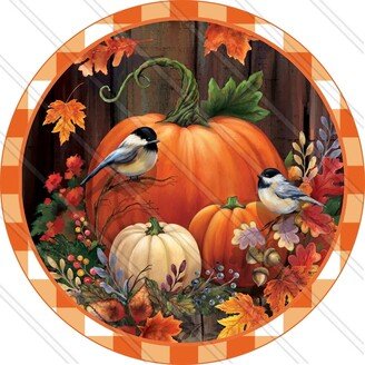Pumpkin & Birds Sign - Fall Autumn Wreath Metal