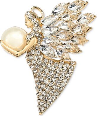 Gold-Tone Crystal & Imitation Pearl Angel Pin, Created for Macy's