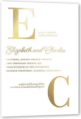 Wedding Invitations: Vibrant Vows Wedding Invitation, Gold Foil, White, 5X7, Matte, Personalized Foil Cardstock, Square