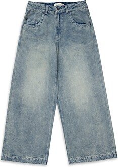 Wide Leg Stamped Denim Pants