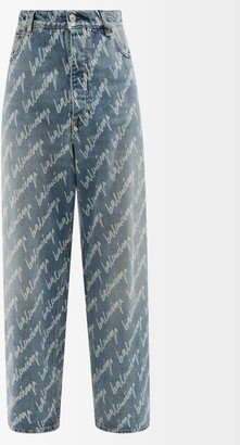 New Scribble-print Wide-leg Jeans