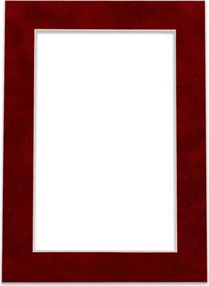 PosterPalooza 7x9 Mat Bevel Cut for 5x6 Photos - Acid Free Bright Red Suede Precut Matboard - For Pictures, Photos, Framing