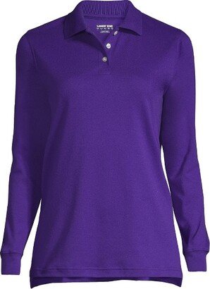 School Uniform Women's Long Sleeve Interlock Polo Shirt - Small - Deep Purple