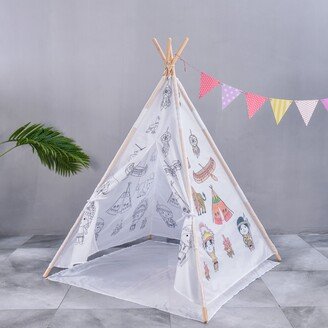Actual Paintable Teepee Play Tent For Kids - 1pc-AA