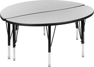 2 Piece 47.5 Circle Wave Collaborative Grey Thermal Laminate Activity Table Set - Height Adjustable Short Legs