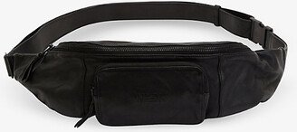 Mens Black Oppose Logo-debossed Leather Belt bag