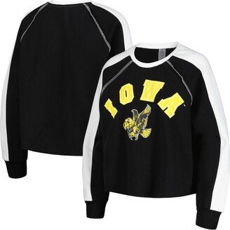 Women's Gameday Couture Black Iowa Hawkeyes Blindside RaglanÂ Cropped Pullover Sweatshirt