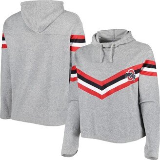 Women's Heather Gray, Scarlet Ohio State Buckeyes Plus Size Register Seam to Seam Pullover Hoodie - Heather Gray, Scarlet