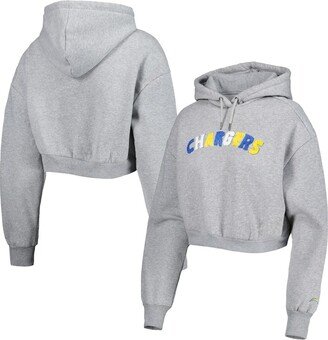 Women's The Wild Collective Gray Los Angeles Chargers Cropped Pullover Hoodie