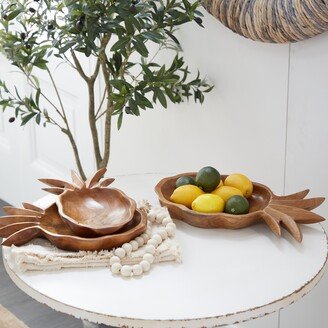 Studio 350 Brown Teak wood Natural Decorative Bowl