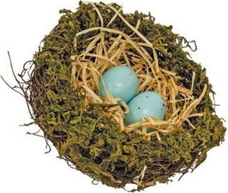 Mossy Vine Bird Nest w/Eggs 6 - H- 2.00 in. W - 6.00 in. L - 6.00 in.