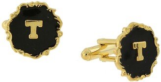 Jewelry 14K Gold-Plated Enamel Initial T Cufflinks