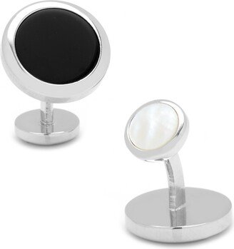 Double Sided Onyx Round Beveled Cufflinks