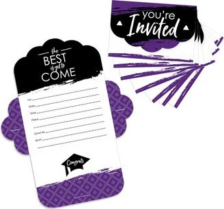 Big Dot of Happiness Purple Grad - Best is Yet to Come - Fill-In Cards - Purple Graduation Party Fold and Send Invitations - Set of 8