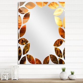 Designart 'Yellow Sunset over Sunflowers' Floral Printed Wall Mirror