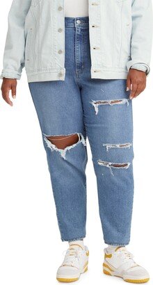 Trendy Plus Size Women's High-Waisted Mom Jeans