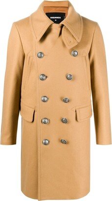 Exaggerated-Collar Double-Breasted Coat