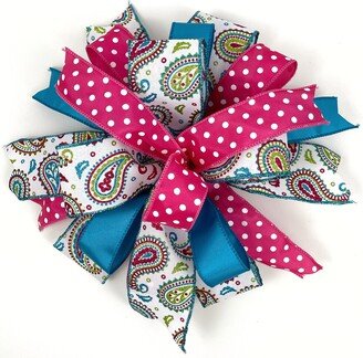 Pre-Made Paisley Wreath Bow, Decorative & Party Outdoor Lantern Accessory, Front Door Hanger