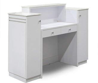 Madison and Park Sonoma Reception Desk, Office Furniture Welcome Table with Side Cabinets, White - N/A