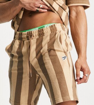 Downtown terrycloth shorts in brown stripe - Exclusive to ASOS