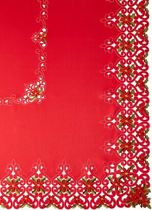 Poinsettia 72 x 108 Tablecloth with 12 Napkins