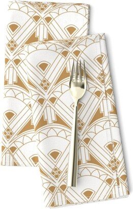 1920S Style Dinner Napkins | Set Of 2 - Linear Art Deco By Jh Designs White & Tan Vintage Glamour Cloth Spoonflower