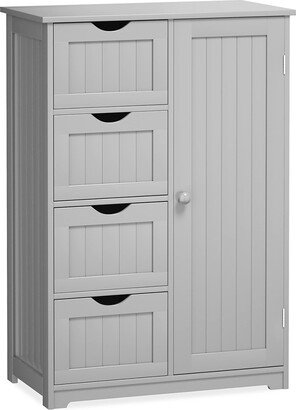 Modern 4-Drawer Wooden Bathroom Cabinet Free Standing Cupboard