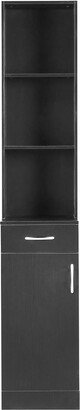 Black MDF Wood 70-Inch Tall Tower Bathroom Cabinet