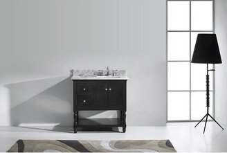 Julianna 36-in Single Vanity White Marble Top Square Sink